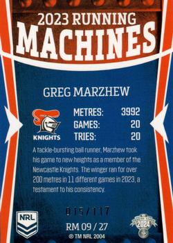 2024 NRL Traders Titanium - Running Machines #RM09 Greg Marzhew Back